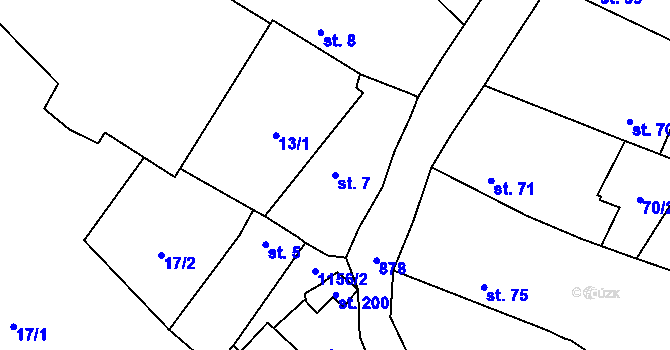 Parcela st. 7 v KÚ Zemětice, Katastrální mapa