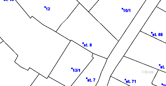 Parcela st. 8 v KÚ Zemětice, Katastrální mapa