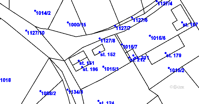 Parcela st. 152 v KÚ Zemětice, Katastrální mapa