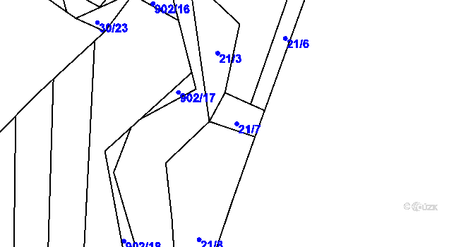 Parcela st. 21/7 v KÚ Zemětice, Katastrální mapa