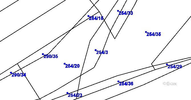 Parcela st. 254/3 v KÚ Zemětice, Katastrální mapa