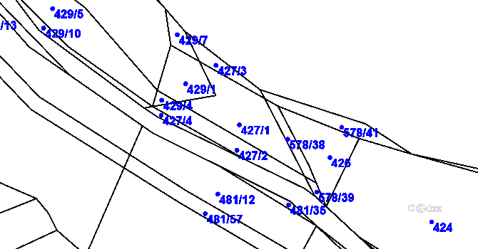 Parcela st. 427/1 v KÚ Zemětice, Katastrální mapa