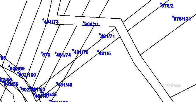 Parcela st. 481/5 v KÚ Zemětice, Katastrální mapa