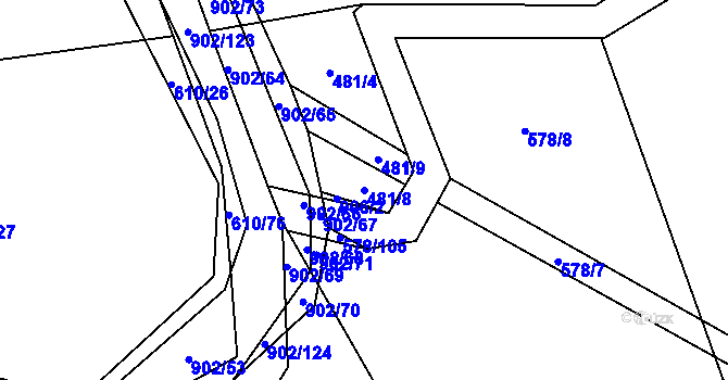 Parcela st. 481/8 v KÚ Zemětice, Katastrální mapa