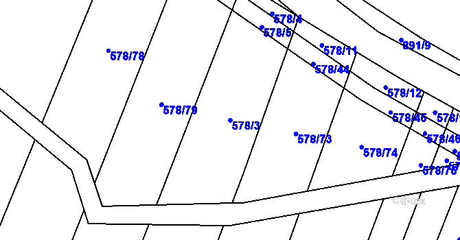 Parcela st. 578/3 v KÚ Zemětice, Katastrální mapa