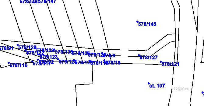 Parcela st. 578/9 v KÚ Zemětice, Katastrální mapa