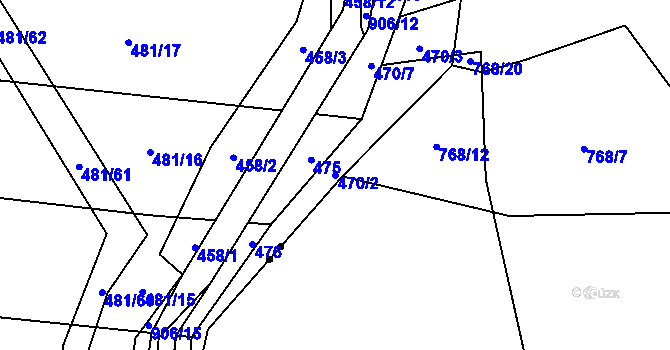 Parcela st. 470/2 v KÚ Zemětice, Katastrální mapa