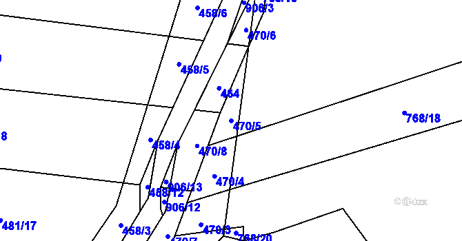 Parcela st. 470/5 v KÚ Zemětice, Katastrální mapa