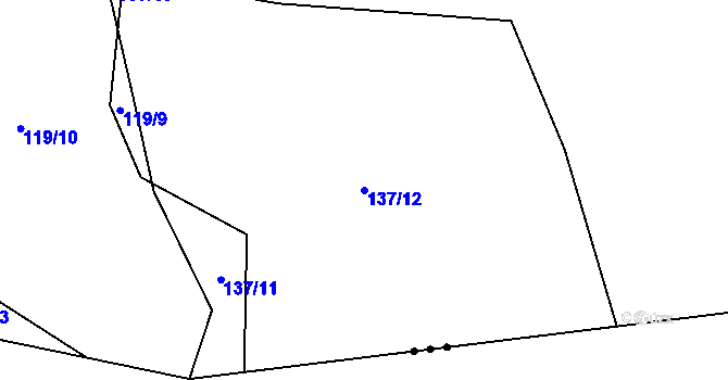 Parcela st. 137/12 v KÚ Zemětice, Katastrální mapa