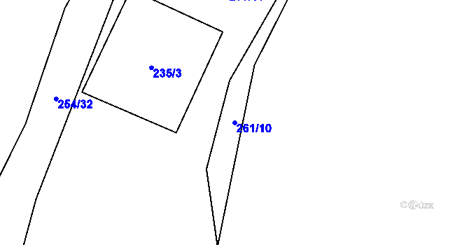 Parcela st. 261/10 v KÚ Zemětice, Katastrální mapa