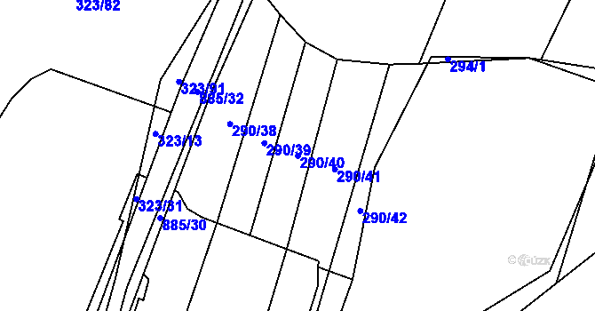 Parcela st. 290/40 v KÚ Zemětice, Katastrální mapa