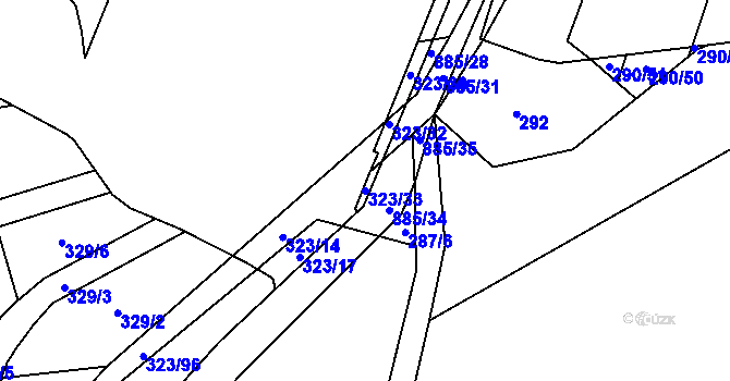 Parcela st. 323/33 v KÚ Zemětice, Katastrální mapa