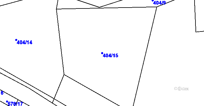 Parcela st. 404/15 v KÚ Zemětice, Katastrální mapa