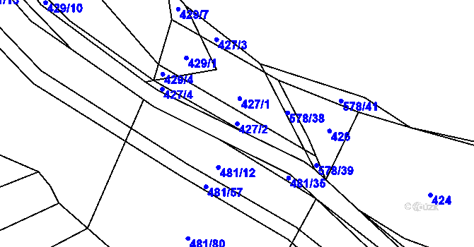 Parcela st. 427/2 v KÚ Zemětice, Katastrální mapa