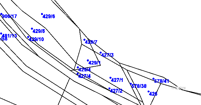 Parcela st. 427/3 v KÚ Zemětice, Katastrální mapa