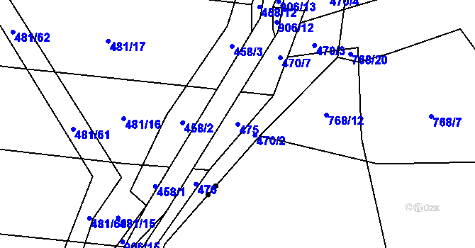 Parcela st. 475 v KÚ Zemětice, Katastrální mapa