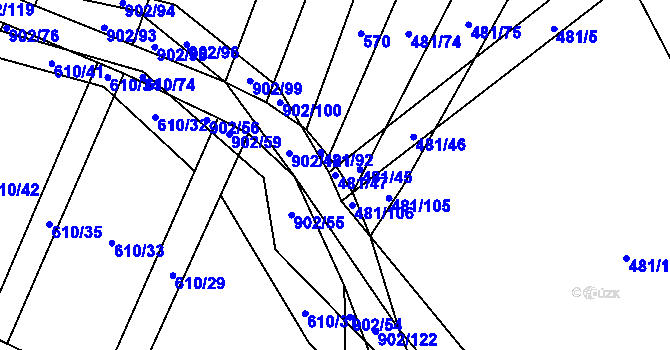 Parcela st. 481/47 v KÚ Zemětice, Katastrální mapa