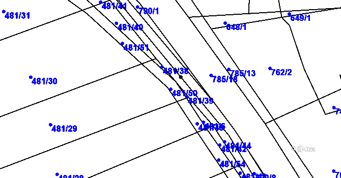 Parcela st. 481/50 v KÚ Zemětice, Katastrální mapa