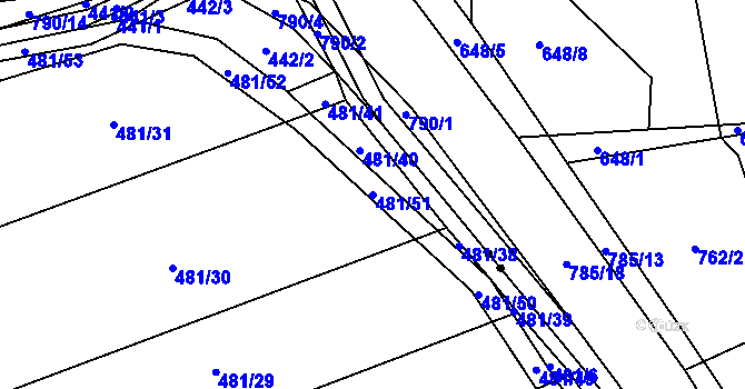 Parcela st. 481/51 v KÚ Zemětice, Katastrální mapa
