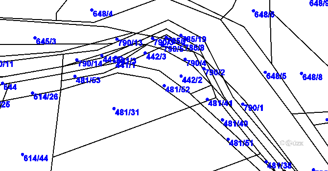 Parcela st. 481/52 v KÚ Zemětice, Katastrální mapa