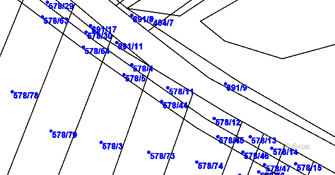 Parcela st. 578/11 v KÚ Zemětice, Katastrální mapa