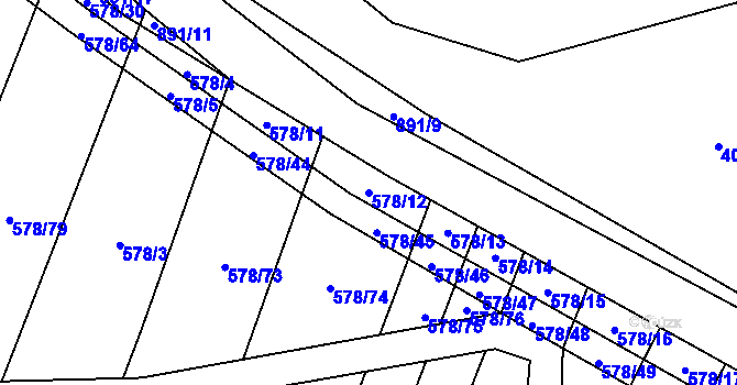 Parcela st. 578/12 v KÚ Zemětice, Katastrální mapa