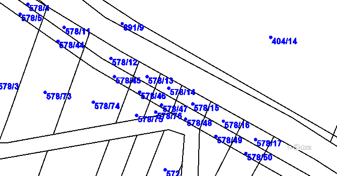 Parcela st. 578/14 v KÚ Zemětice, Katastrální mapa
