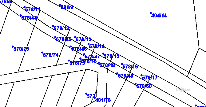 Parcela st. 578/15 v KÚ Zemětice, Katastrální mapa