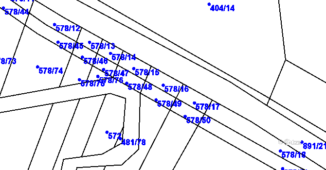 Parcela st. 578/16 v KÚ Zemětice, Katastrální mapa