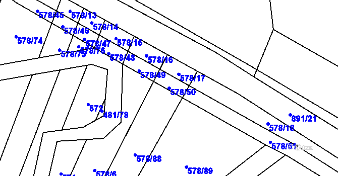Parcela st. 578/50 v KÚ Zemětice, Katastrální mapa