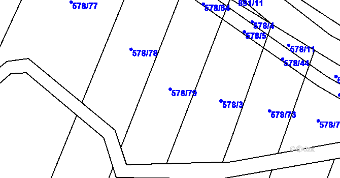 Parcela st. 578/79 v KÚ Zemětice, Katastrální mapa