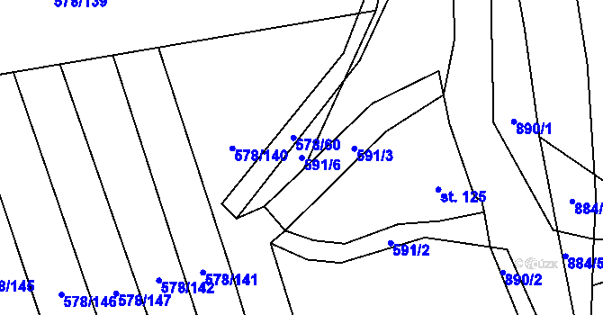 Parcela st. 591/6 v KÚ Zemětice, Katastrální mapa