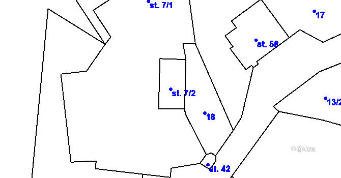Parcela st. 7/2 v KÚ Blehov, Katastrální mapa