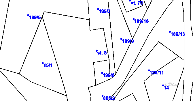 Parcela st. 8 v KÚ Blehov, Katastrální mapa
