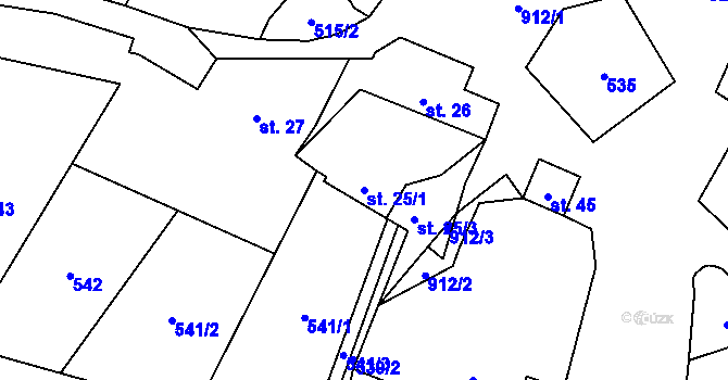 Parcela st. 25/1 v KÚ Blehov, Katastrální mapa