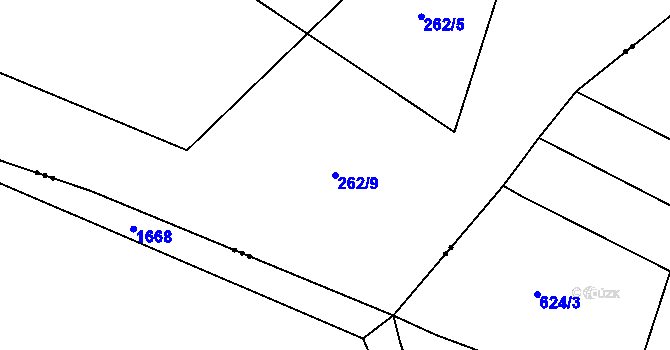 Parcela st. 262/9 v KÚ Blehov, Katastrální mapa