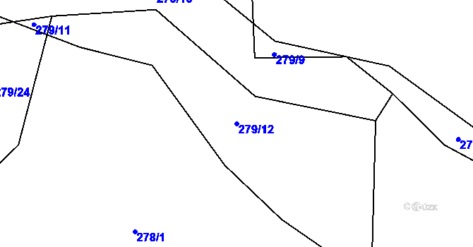 Parcela st. 279/12 v KÚ Blehov, Katastrální mapa
