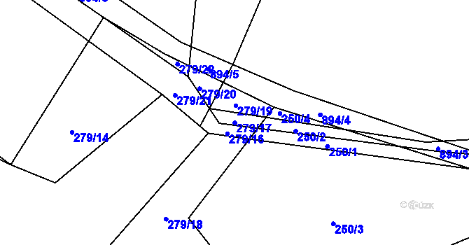 Parcela st. 279/17 v KÚ Blehov, Katastrální mapa
