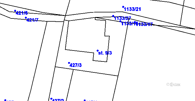 Parcela st. 9/3 v KÚ Osletín, Katastrální mapa