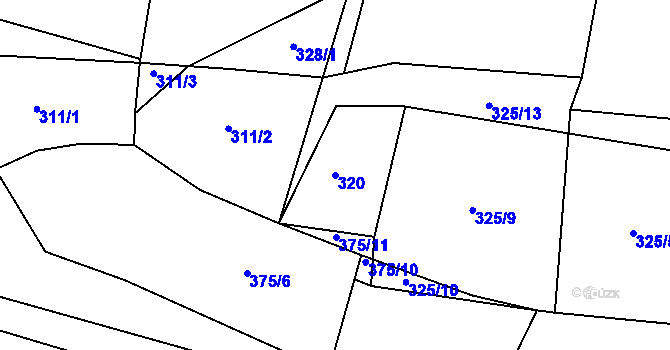 Parcela st. 320 v KÚ Osletín, Katastrální mapa