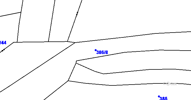 Parcela st. 386/8 v KÚ Osletín, Katastrální mapa