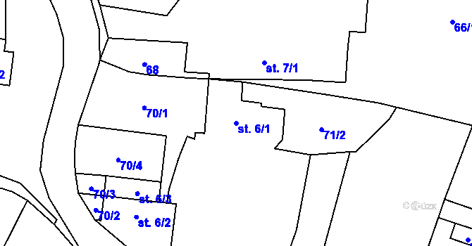 Parcela st. 6/1 v KÚ Zhoř u Milevska, Katastrální mapa