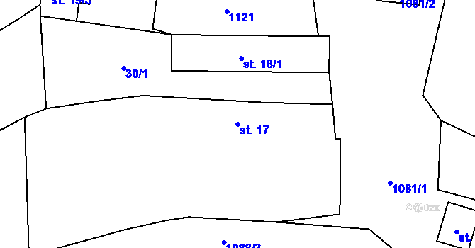 Parcela st. 17 v KÚ Zhoř u Milevska, Katastrální mapa