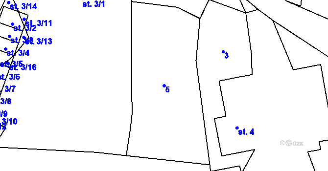 Parcela st. 5 v KÚ Zhoř u Milevska, Katastrální mapa