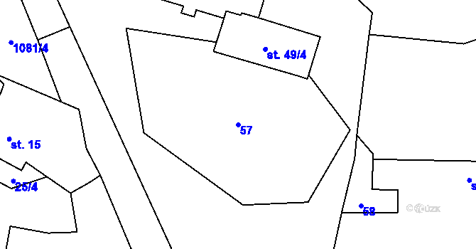 Parcela st. 57 v KÚ Zhoř u Milevska, Katastrální mapa