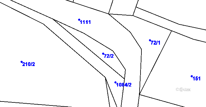 Parcela st. 72/2 v KÚ Zhoř u Milevska, Katastrální mapa