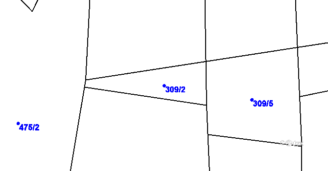 Parcela st. 309/2 v KÚ Zhoř u Milevska, Katastrální mapa
