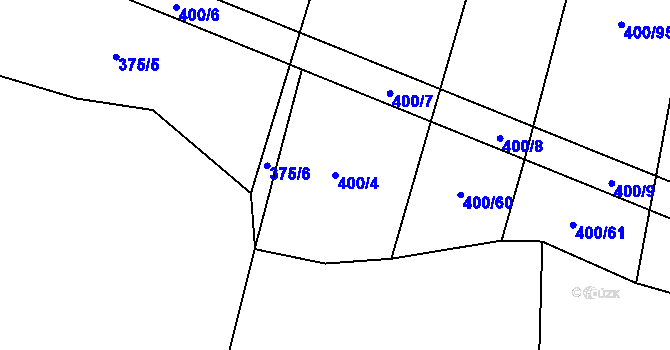 Parcela st. 400/4 v KÚ Zhoř u Milevska, Katastrální mapa
