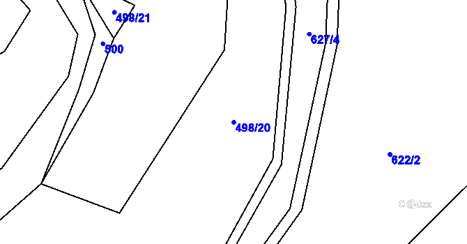 Parcela st. 498/20 v KÚ Zhoř u Milevska, Katastrální mapa