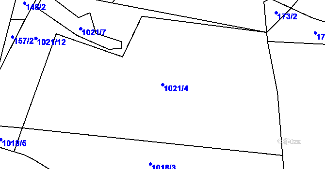 Parcela st. 1021/4 v KÚ Zhoř u Milevska, Katastrální mapa